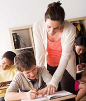 teacher with students